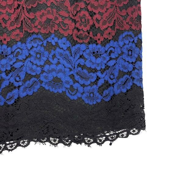 NWT KARL LAGERFELD Paris Colorblocked Floral Lace Pencil Skirt Sz 12 - Picture 3 of 7
